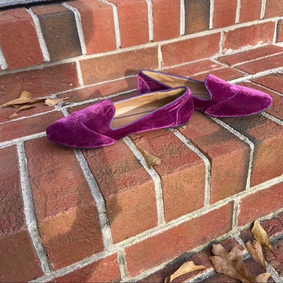Purple Crushed Velvet Loafers - Picture 4 of 5